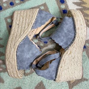 CCOCCI Jade Gray Espadrille wedges